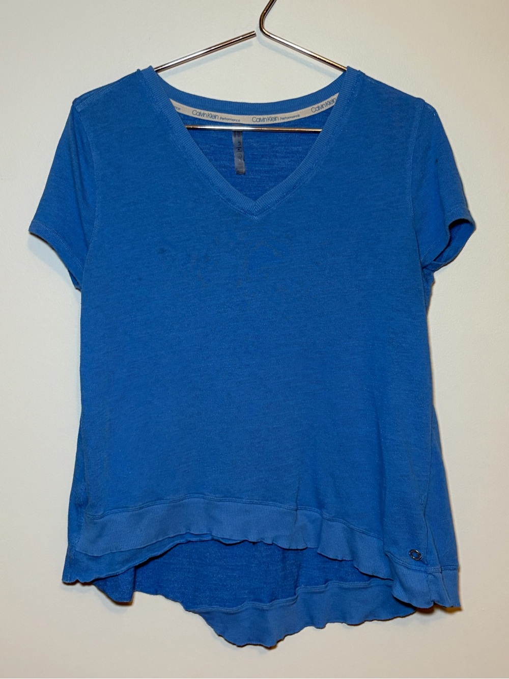 Calvin Klein Blue V-Neck Short Sleeve Top - Size M